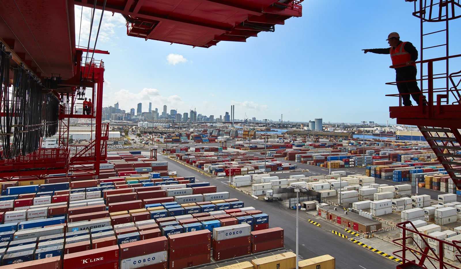 Rod Bonlin points direction at Port of Melbourne