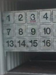 Patrick ESD came with us with a problem with storage of their Twistlock poles, used to unlash containers. We provided them a quick ideal solution of 18 pigeon holes within a container that Boncon Services supplied as “the whole package”. 